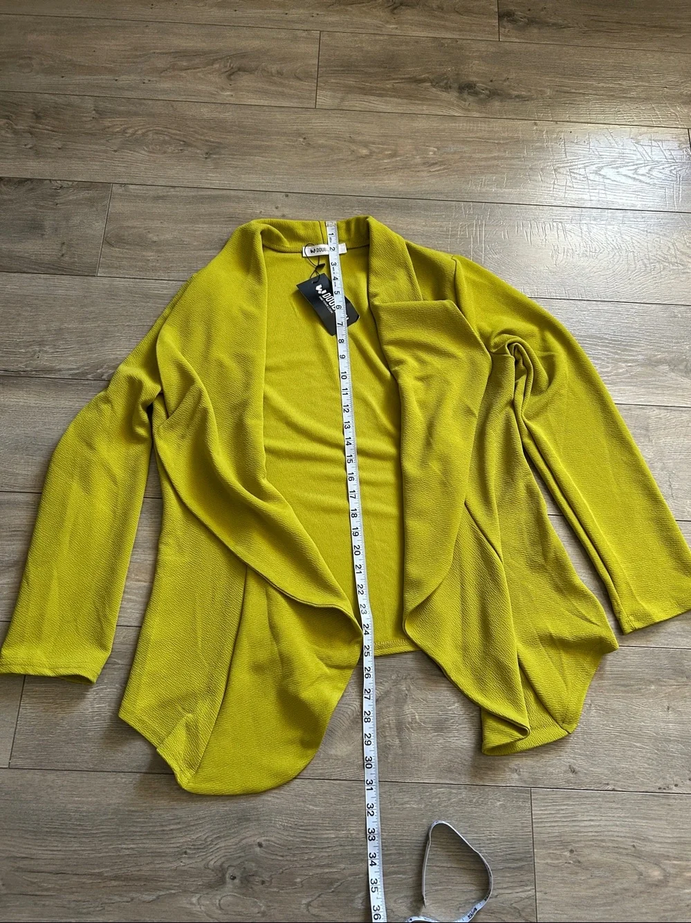 NWT Doublju Olive Green Draped Open-Front Cardigan - Picture 8 of 13